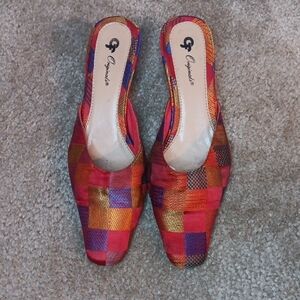 GF Original Fabric Colorful Mules, Sz. 7
